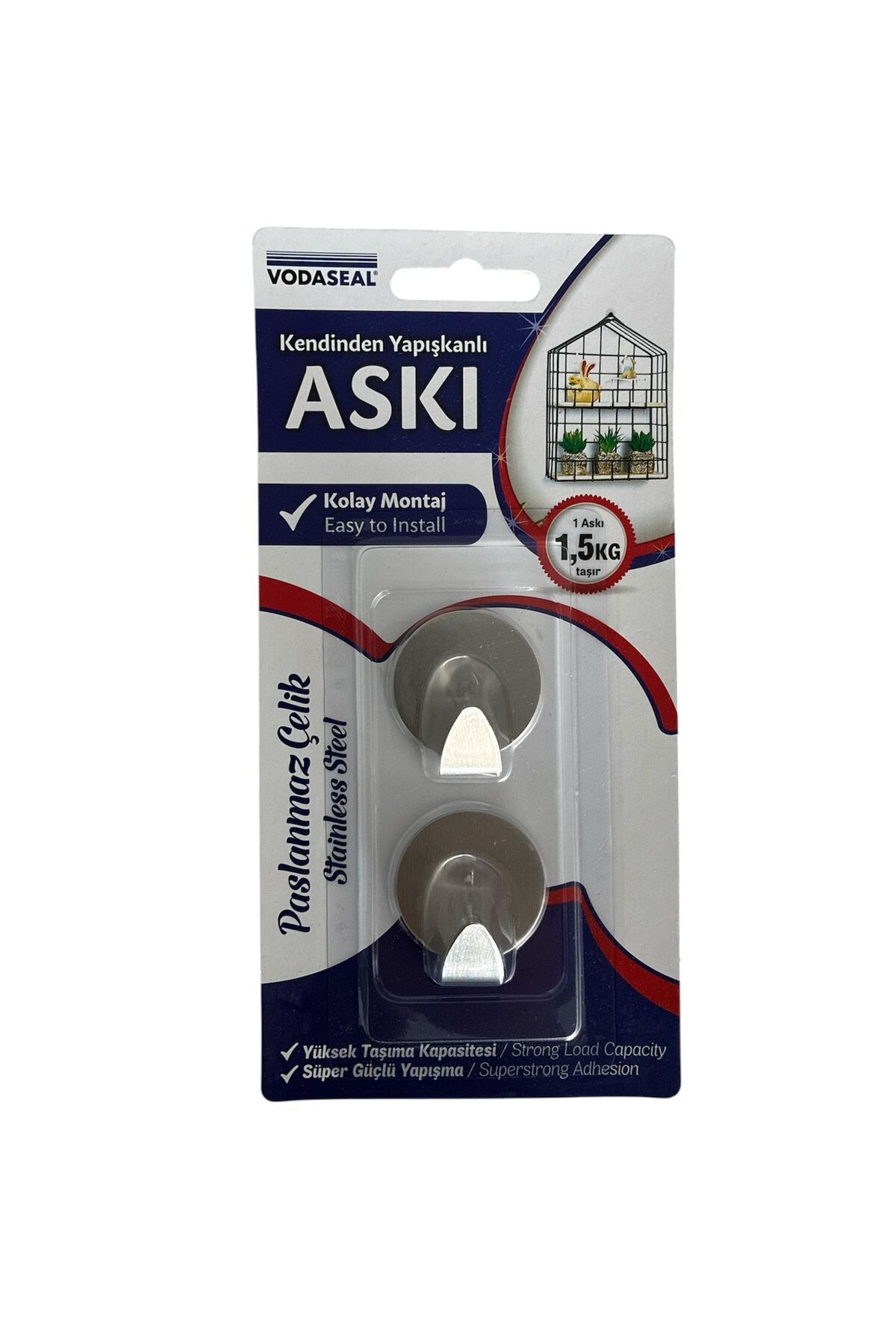 Vodaseal KENDİNDEN YAPIŞKANLI ASKI OVAL KROM 2Lİ VODASEAL