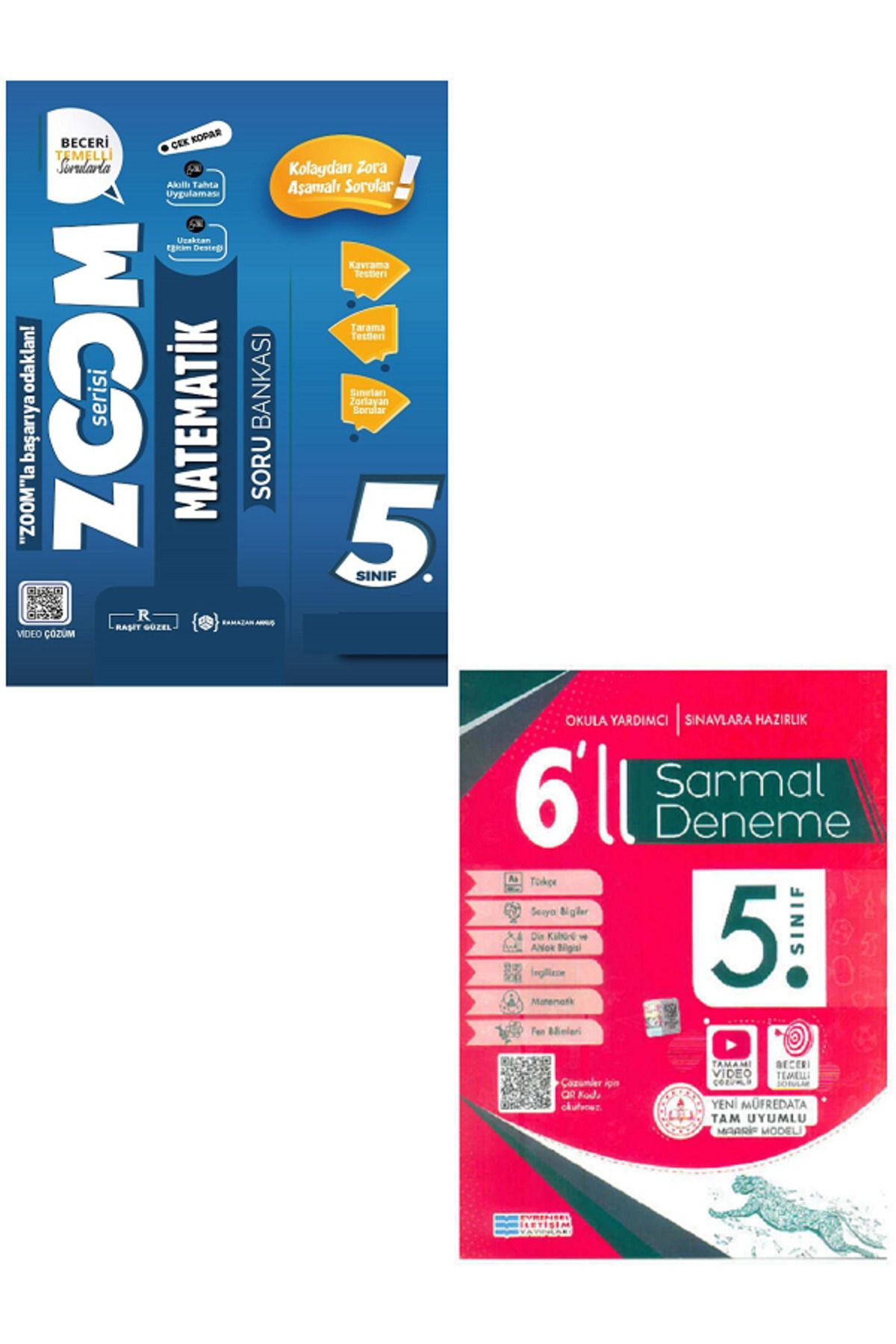 Evrensel İletişim Yayınları 5.Sınıf Günay ZOOM Matematik Soru Bankası + 5.Sınıf Evrensel 6'Lı Sarmal Deneme / 2 KİTAP SET