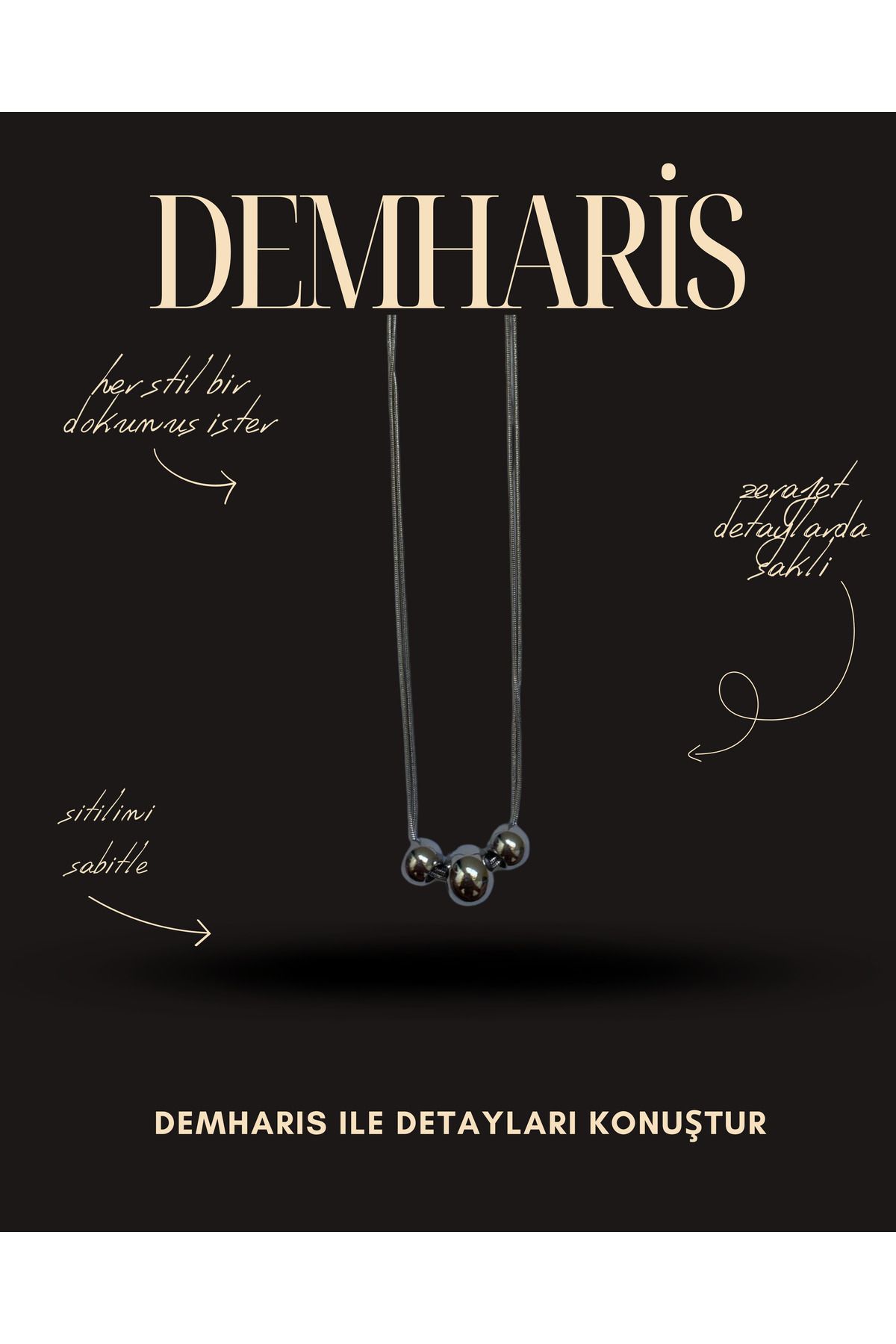DEMHARİS premium şık 18 ayar çelik kolye