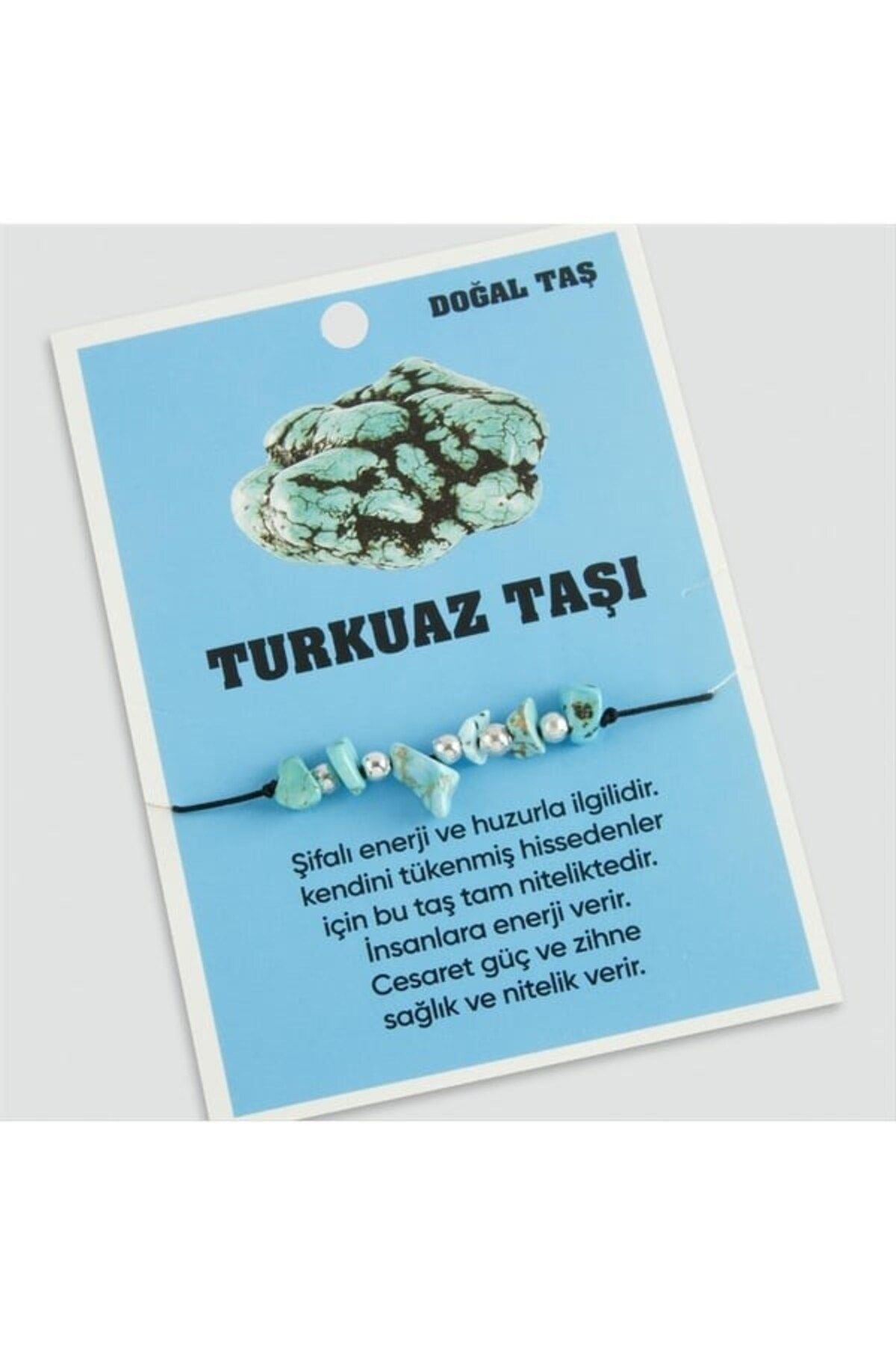 Fikart Turkuaz Doğaltaşlı İp Bileklik Turkuaz