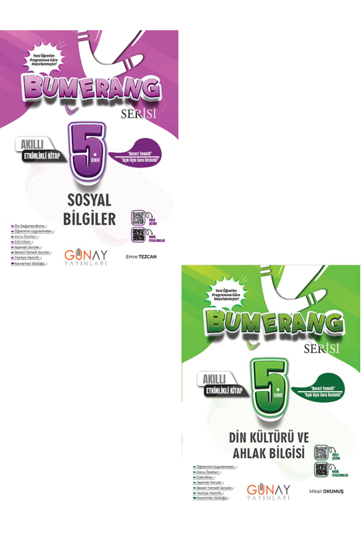 Evrensel İletişim Yayınları 5.Sınıf Günay Bumerang Sosyal Bilgiler + Din Kültürü Akıllı Defter Kitap / Açık Uçlu Sorular /2KİTAP