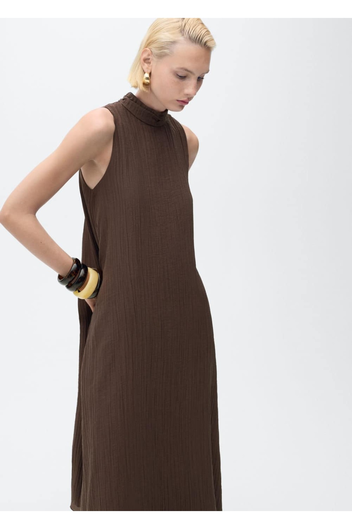 Lyocell halter yaka elbise