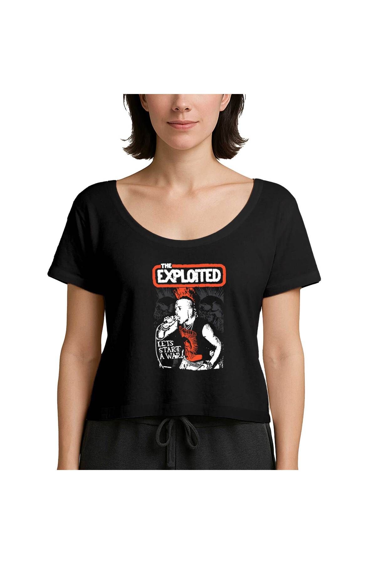 Z zepplin The Exploited on Stage Siyah Kadın Tişört
