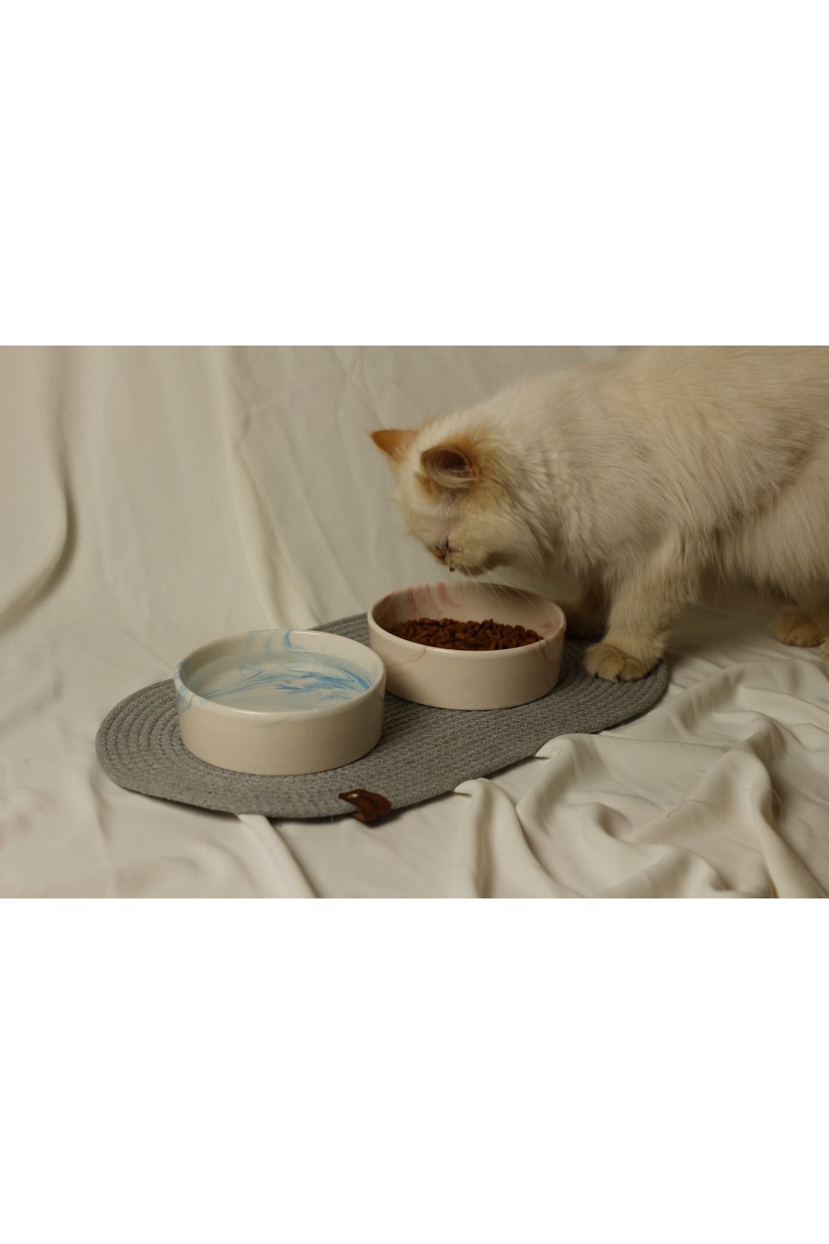 ARKHERA 2li Seramik Kedi köpek mama kabı ve Supla set
