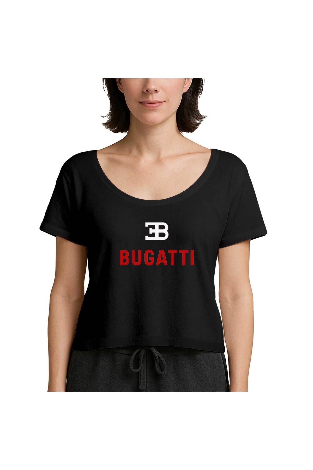 Z zepplin Bugati Logo Siyah Kadın Tişört