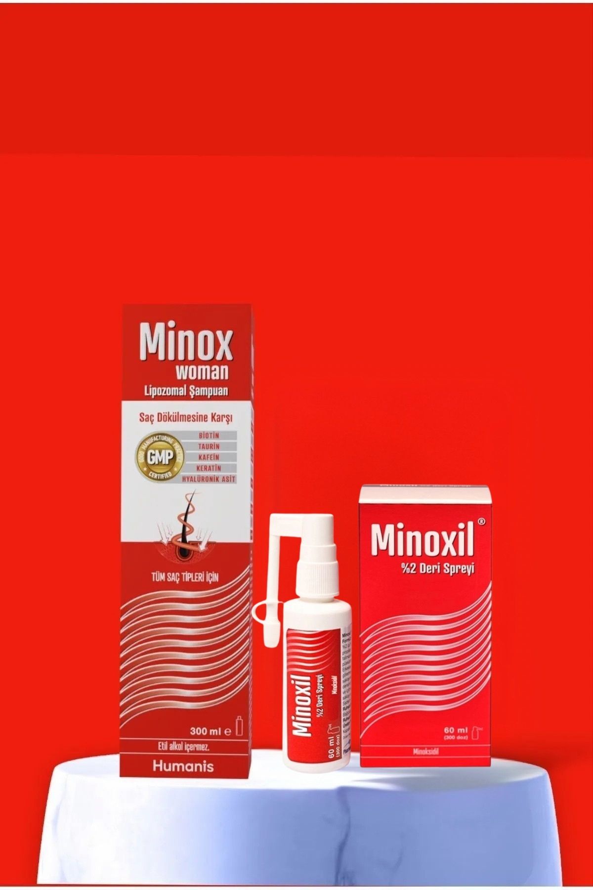 Humanis Minoksidil %2 ve Minox Woman Lipozomal Şampuan Kadın