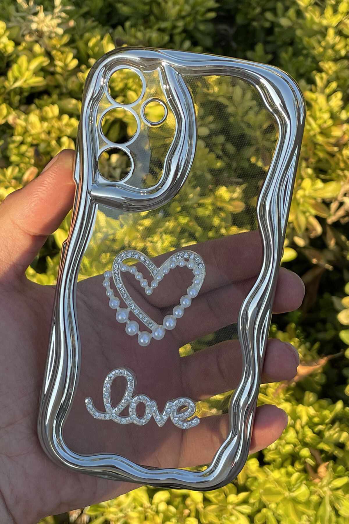 CEPSTOK Samsung Galaxy A25 Kılıf Gümüş Taşlı Darbe Önleyici Silikon Kapak