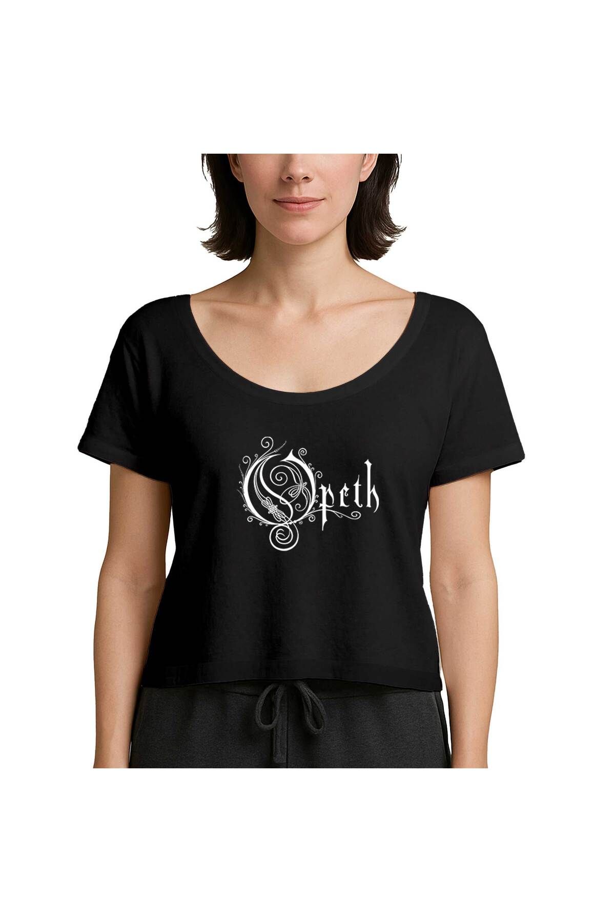 Z zepplin Opeth Logo White Siyah Kadın Tişört