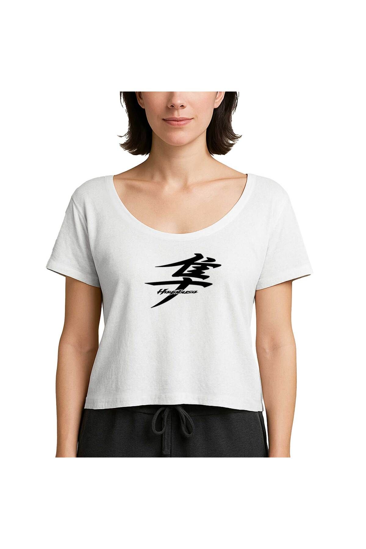 Z zepplin Hayabusa Logo Text Beyaz Kadın Tişört