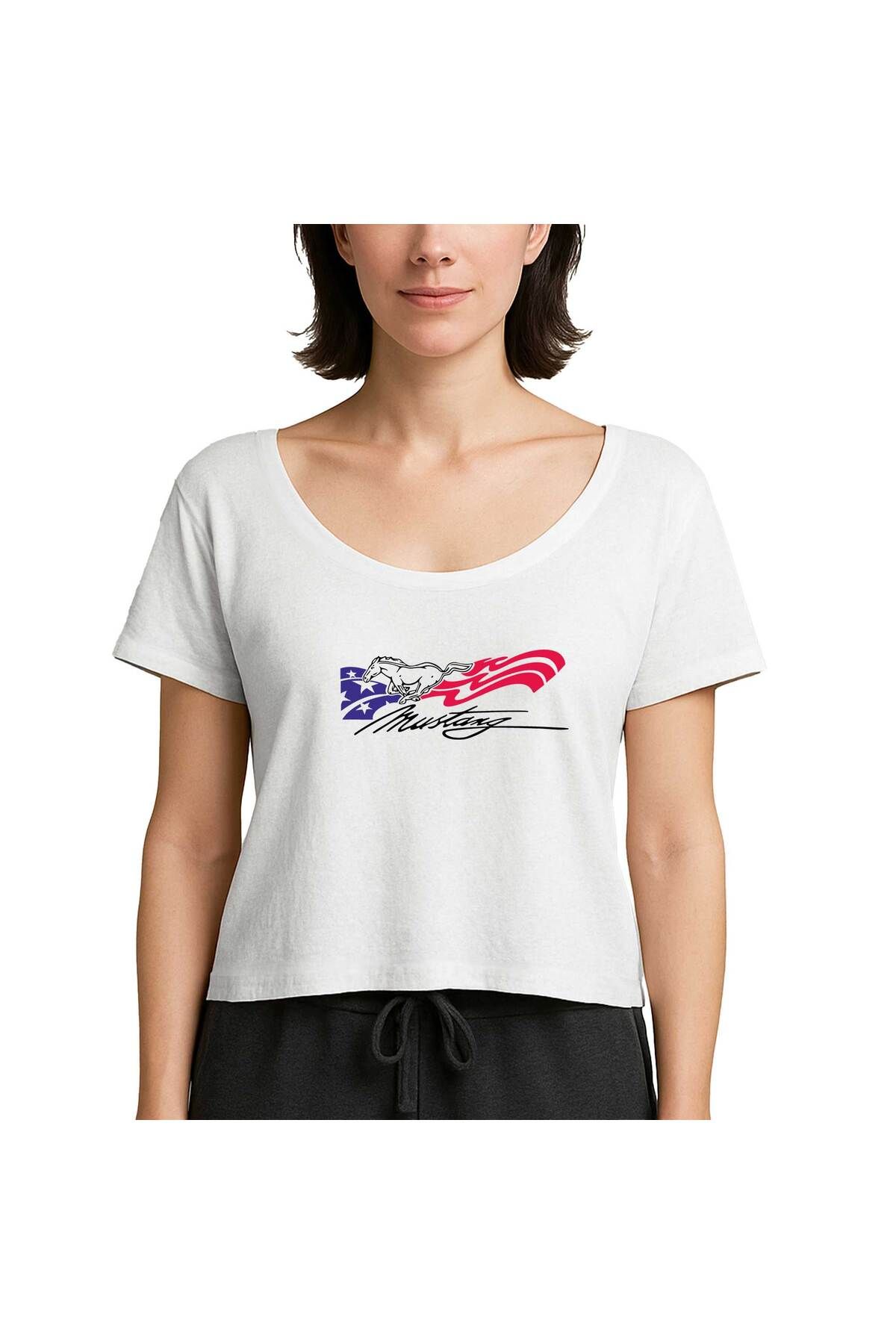 Z zepplin Mustng Amerika Beyaz Kadın Tişört