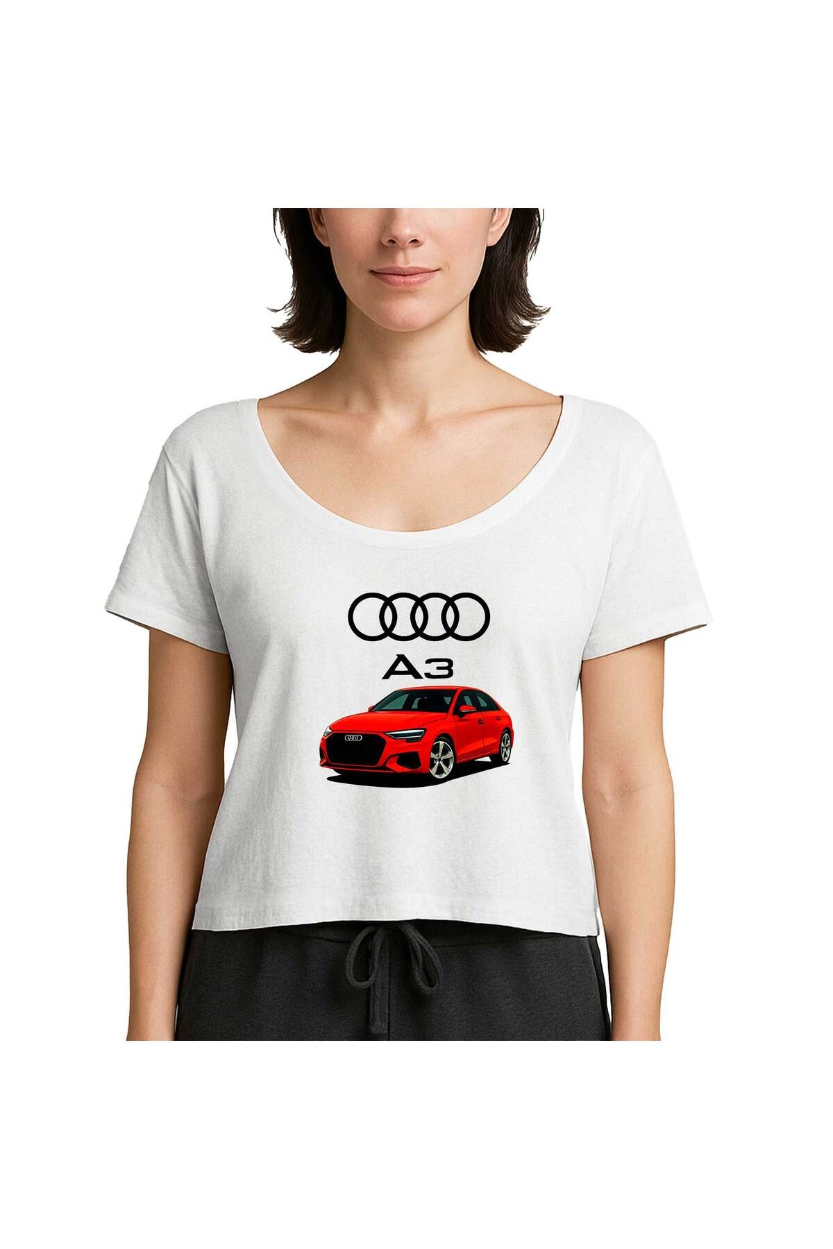 Z zepplin Audi A3 Text Logo Beyaz Kadın Tişört