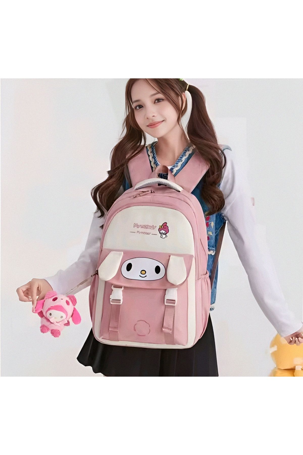 KumOziShop Sanrio Kuromi Cinnamoroll My Melody PomPomPurin Peluş Ayıcıklı Okul Çantası