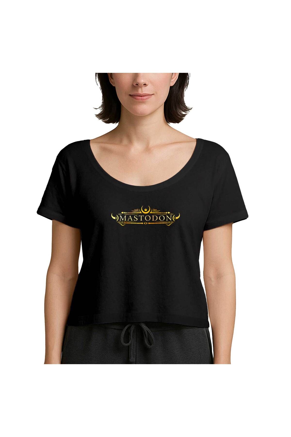 Z zepplin Mastodon Logo Siyah Kadın Tişört