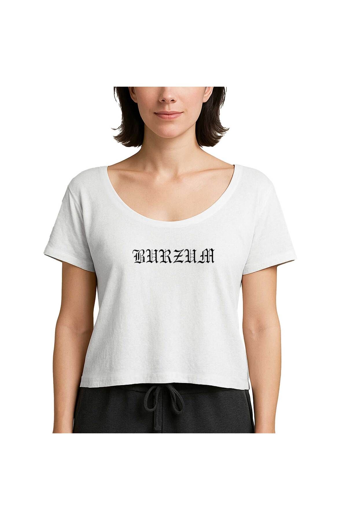 Z zepplin Burzum Logo Yazı White Beyaz Kadın Tişört