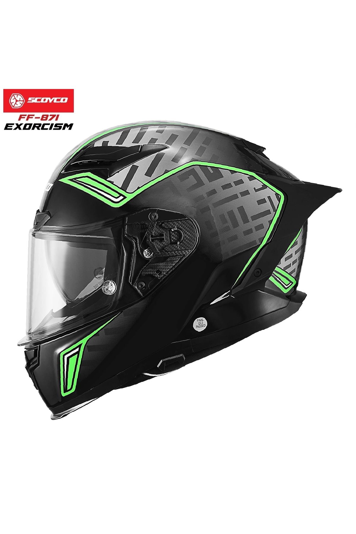 Scoyco Ff-871 Exorcısm Siyah-yeşil Güneş Vizörlü Kapalı Kask