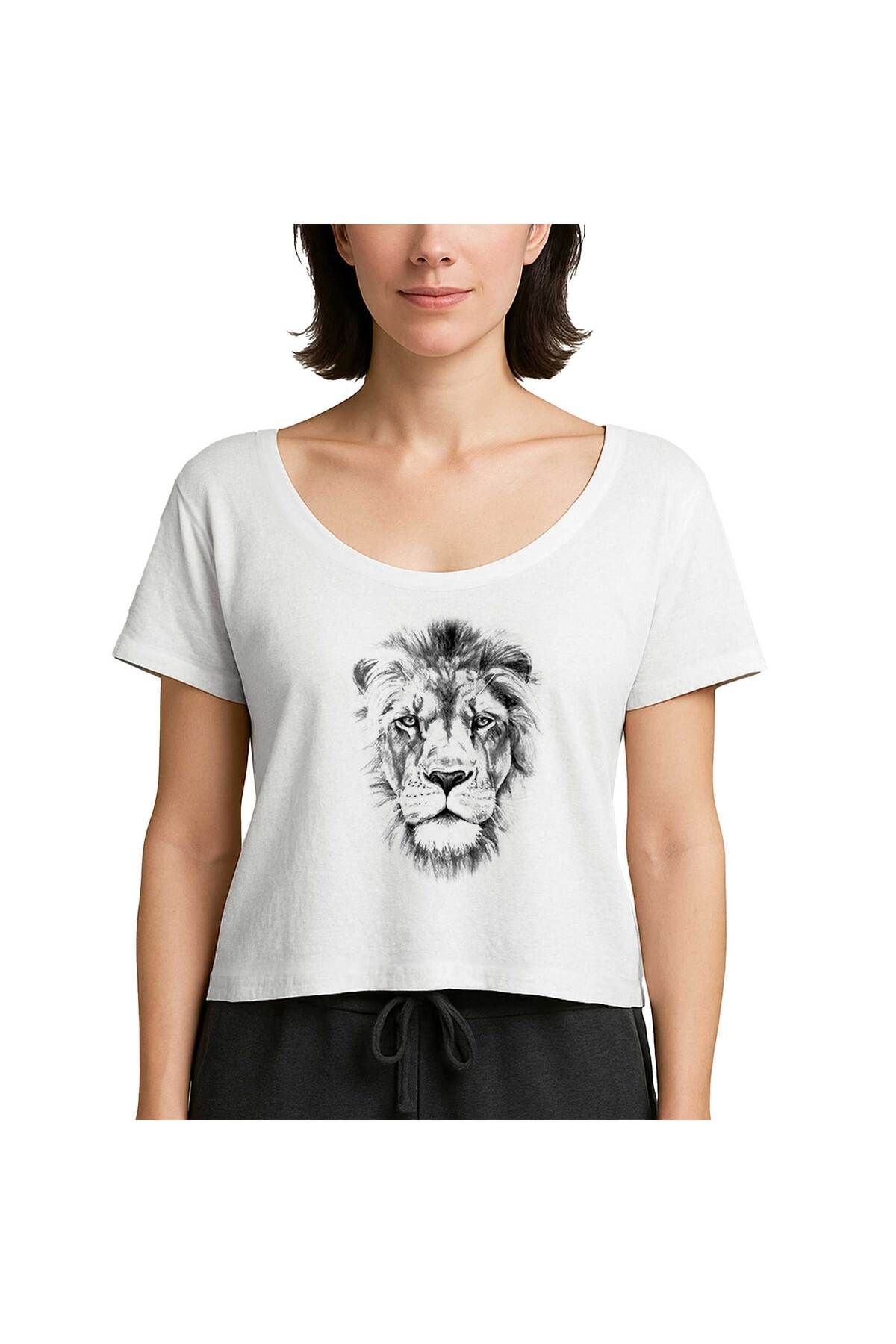 Z zepplin Lion Face Beyaz Kadın Tişört