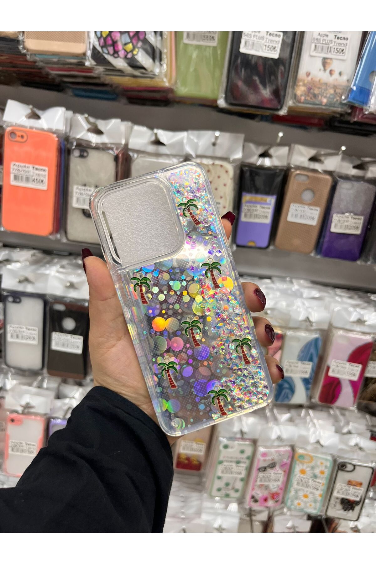 TECNOTREND İnfinix Smart 9 sıvı parıltılı Hologramlı şeffaf silikon kılıf