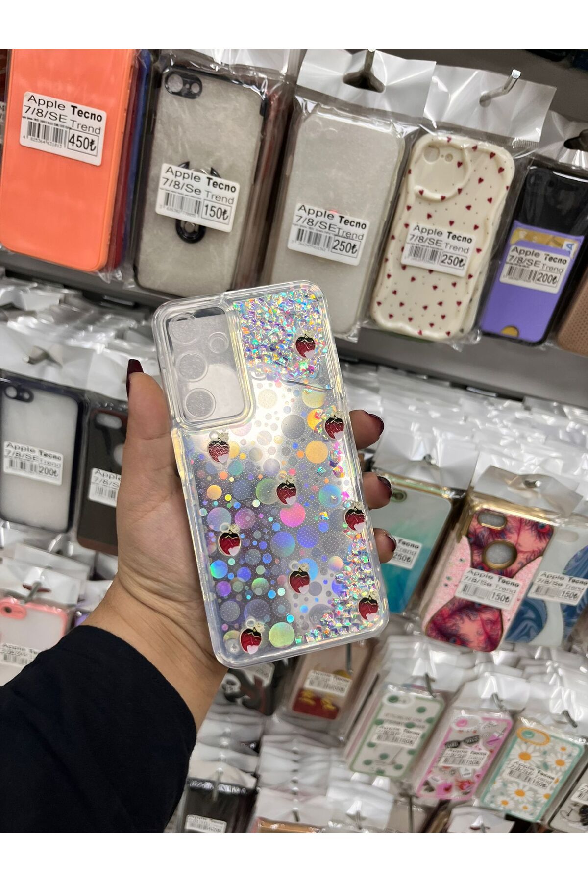 TECNOTREND Galaxy A55 sıvı parıltılı Hologramlı şeffaf silikon kılıf