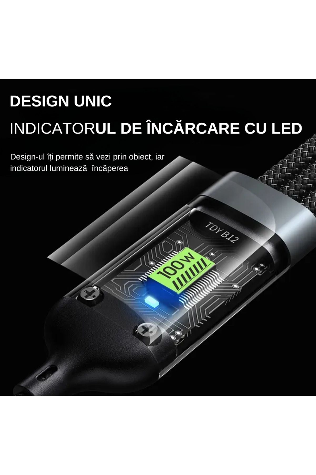 LUDORA-Cablu Super Fast Charging 100W, 6A USB, Type-C, Lighting iPhone, Macro-USB, 1.2 m 4