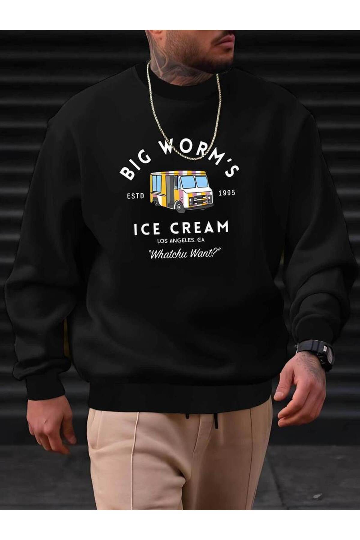 ModaSphere Ice Cream Baskılı Bisiklet Yaka Sweatshirt