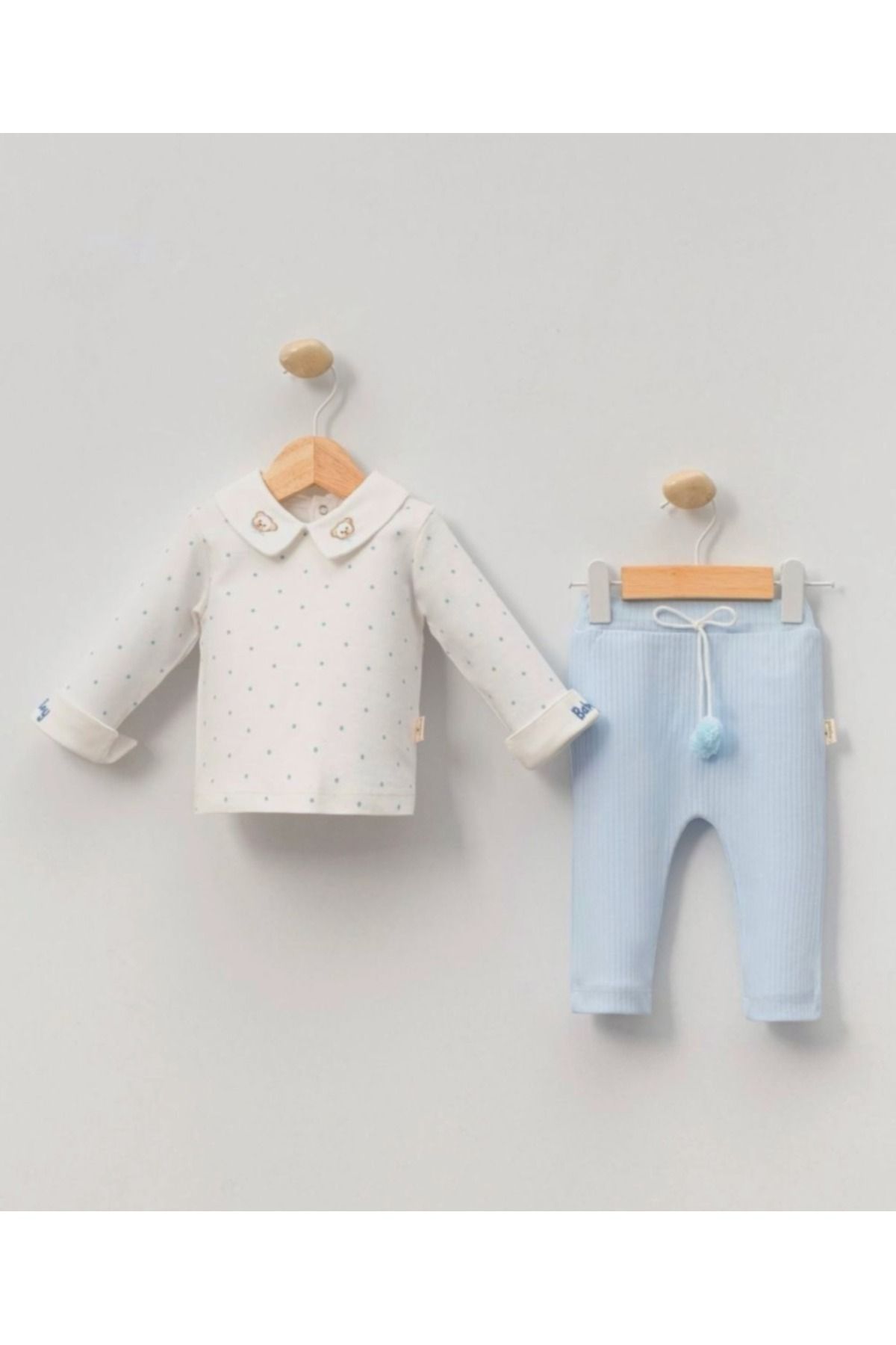 cayzen Luvvera Erkek Bebek Mavi 2'li Takım - Uzun Kollu Body & Pantolon