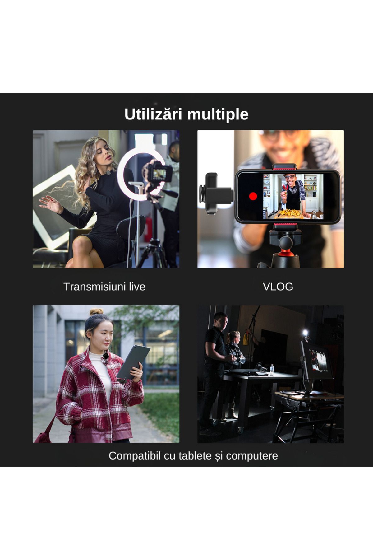 LUDORA-Lavaliera wireless, conectare wireless 2.4G, reducere zgomot, compatibil android/ios/camera video 14