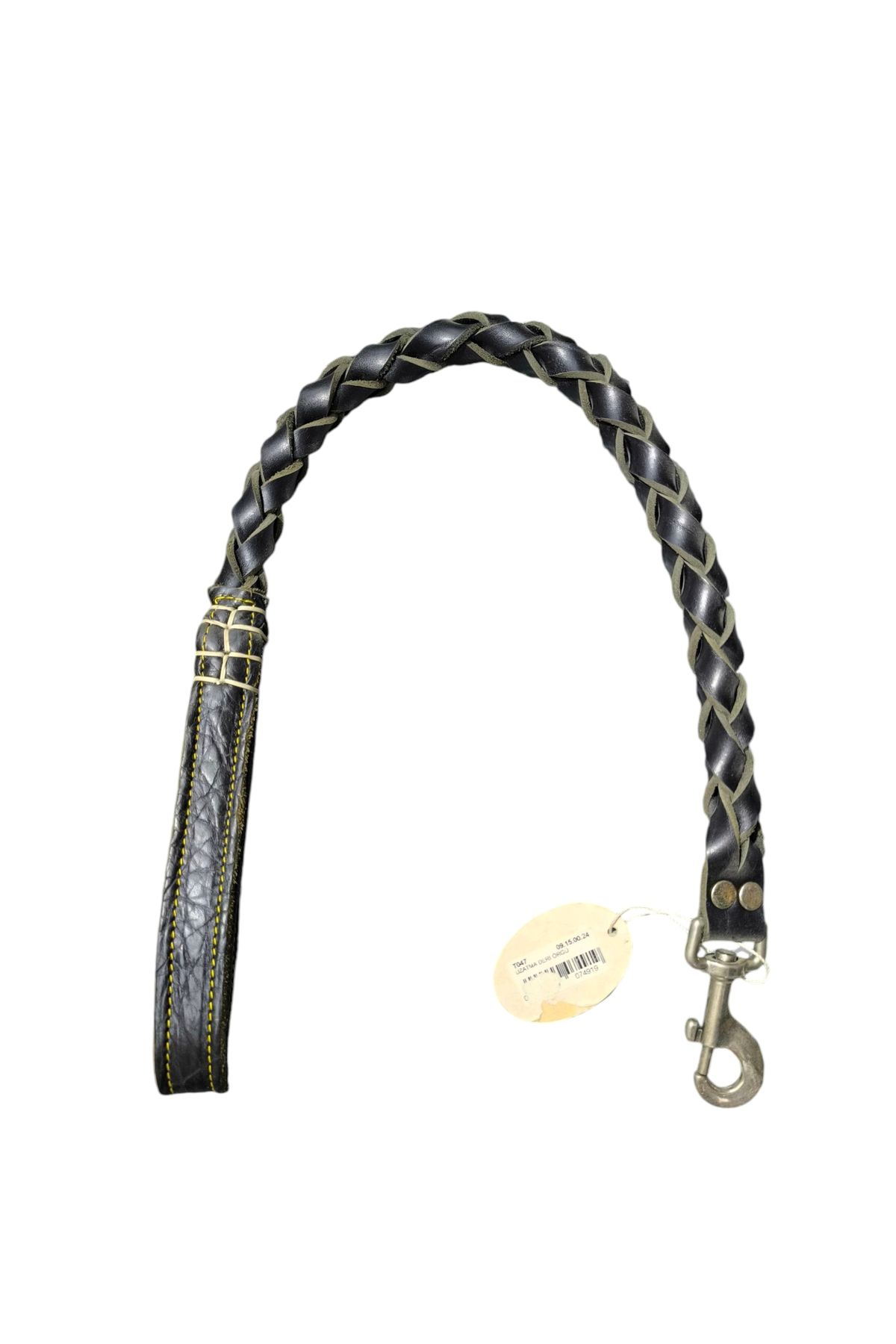 ozzipetshop Orta yada Büyük irk Köpek Gezdirme İpi Siyah Hakiki Deri Örme 95 cm