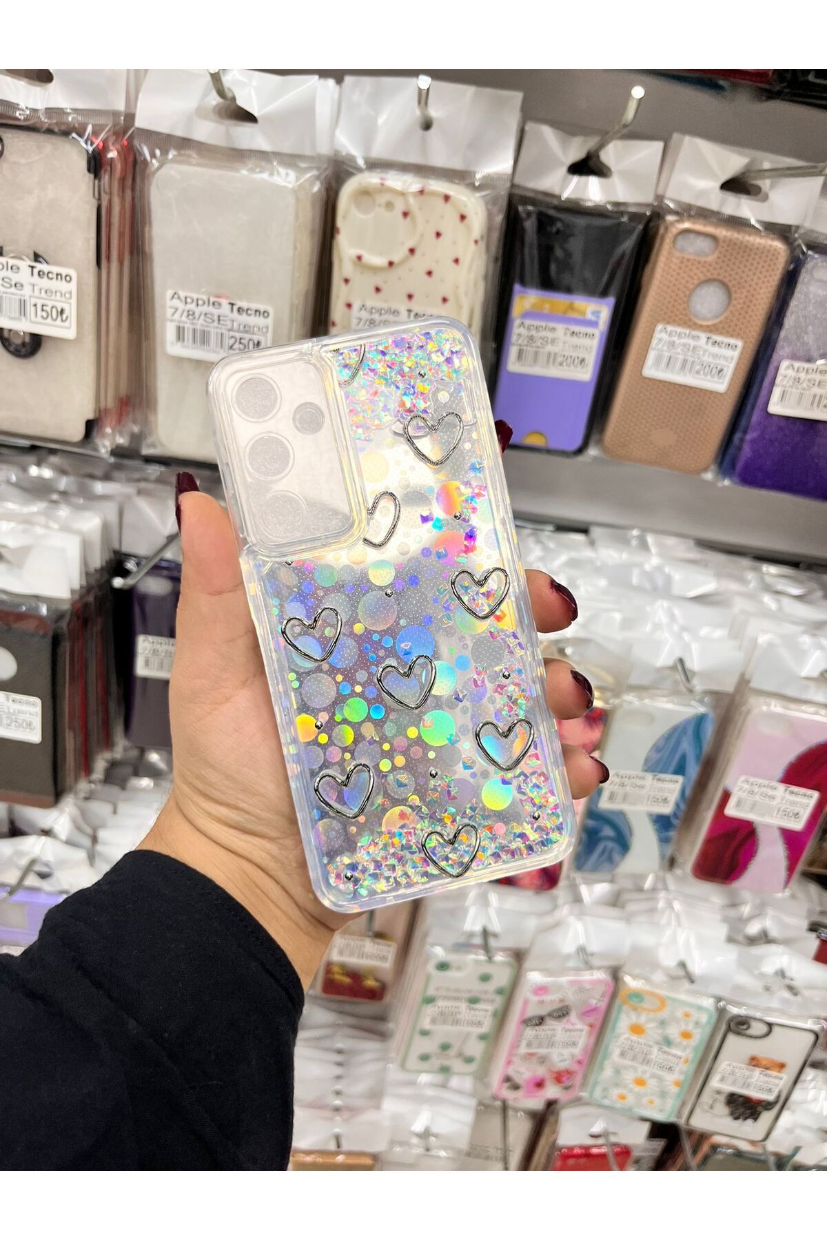TECNOTREND Galaxy A55 sıvı parıltılı Hologramlı şeffaf silikon kılıf