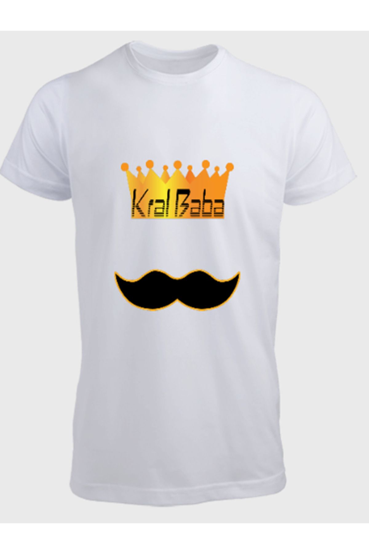 Ayka Unisex Erkek/Kadın Kişiye Özel BABA Baskılı Pamuklu Bisiklet Yaka T-Shirt