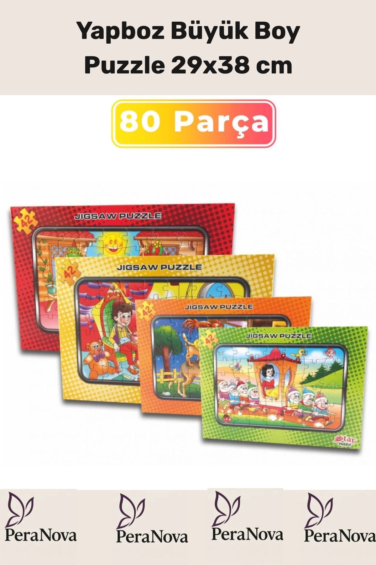 PeraNova Eğitici Zeka Geliştirici Öğretici El Göz Kordinasyonu 80 Parça Yapboz Büyük Boy Puzzle 29x38 cm