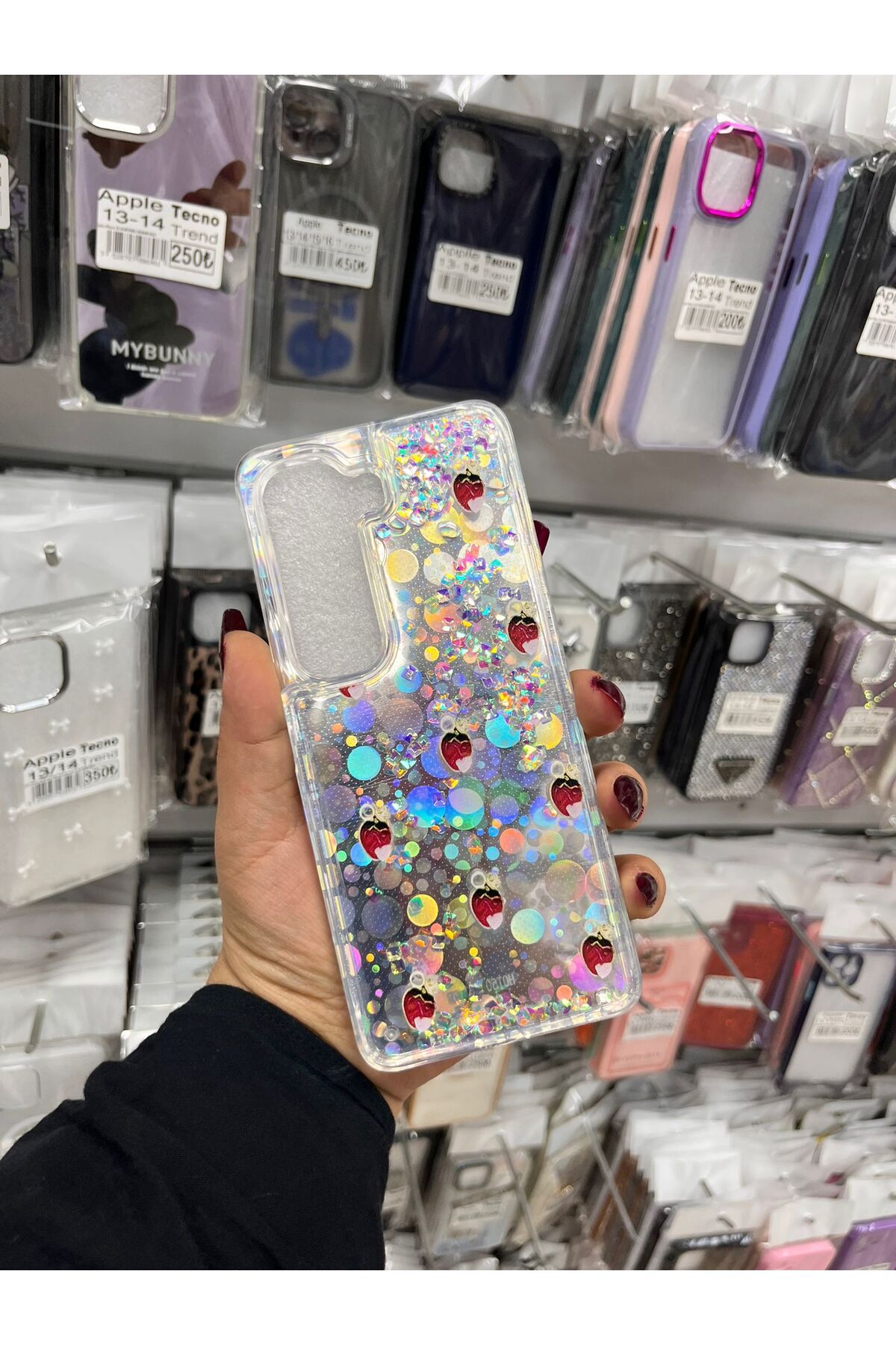 TECNOTREND İnfinix Hot 50 4g Sulu parıltılı Hologramlı şeffaf silikon kılıf