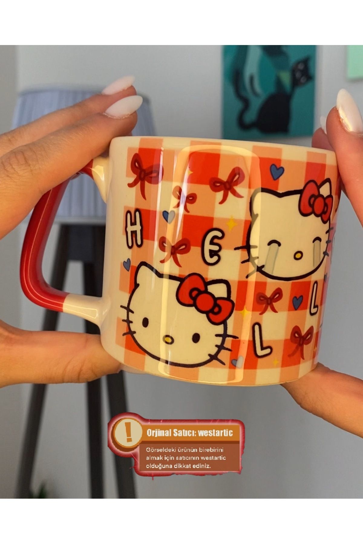 westartic Hello Kitty, Kuromi, Cinnamoroll, Melody, Pompompurin, Pochacco (Sanrio) Kupa Bardak Kahve Fincanı