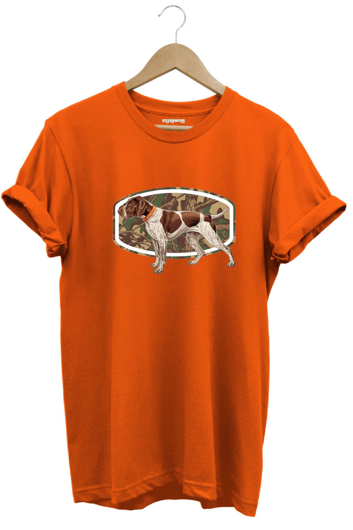 onsrawear Avcılık Pointer Av Köpeği Tasarım Baskılı Unisex %100 Pamuk Basic T-shirt