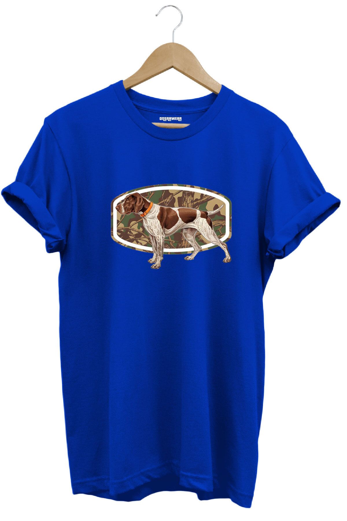 onsrawear Avcılık Pointer Av Köpeği Tasarım Baskılı Unisex %100 Pamuk Basic T-shirt