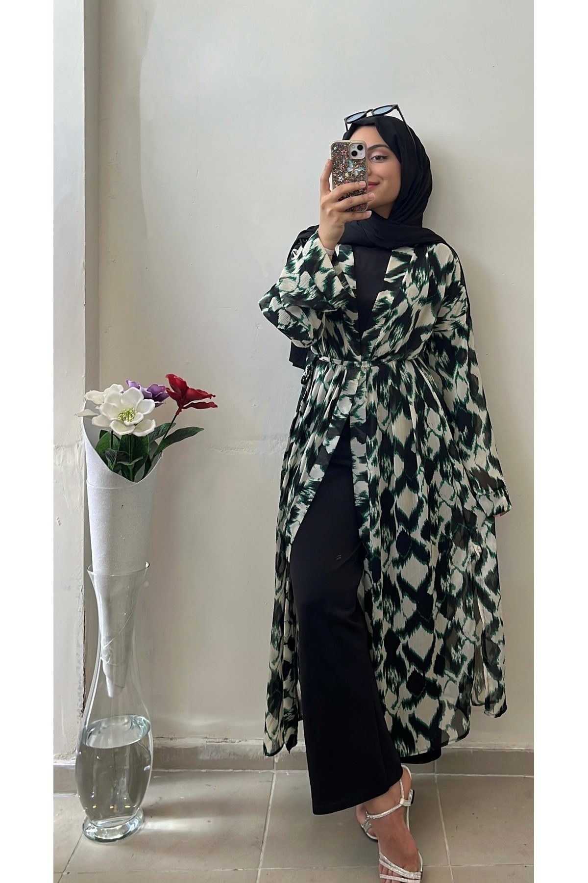 DİLEKBUTİK yeşil pareo plaj kimono tesettür kimono