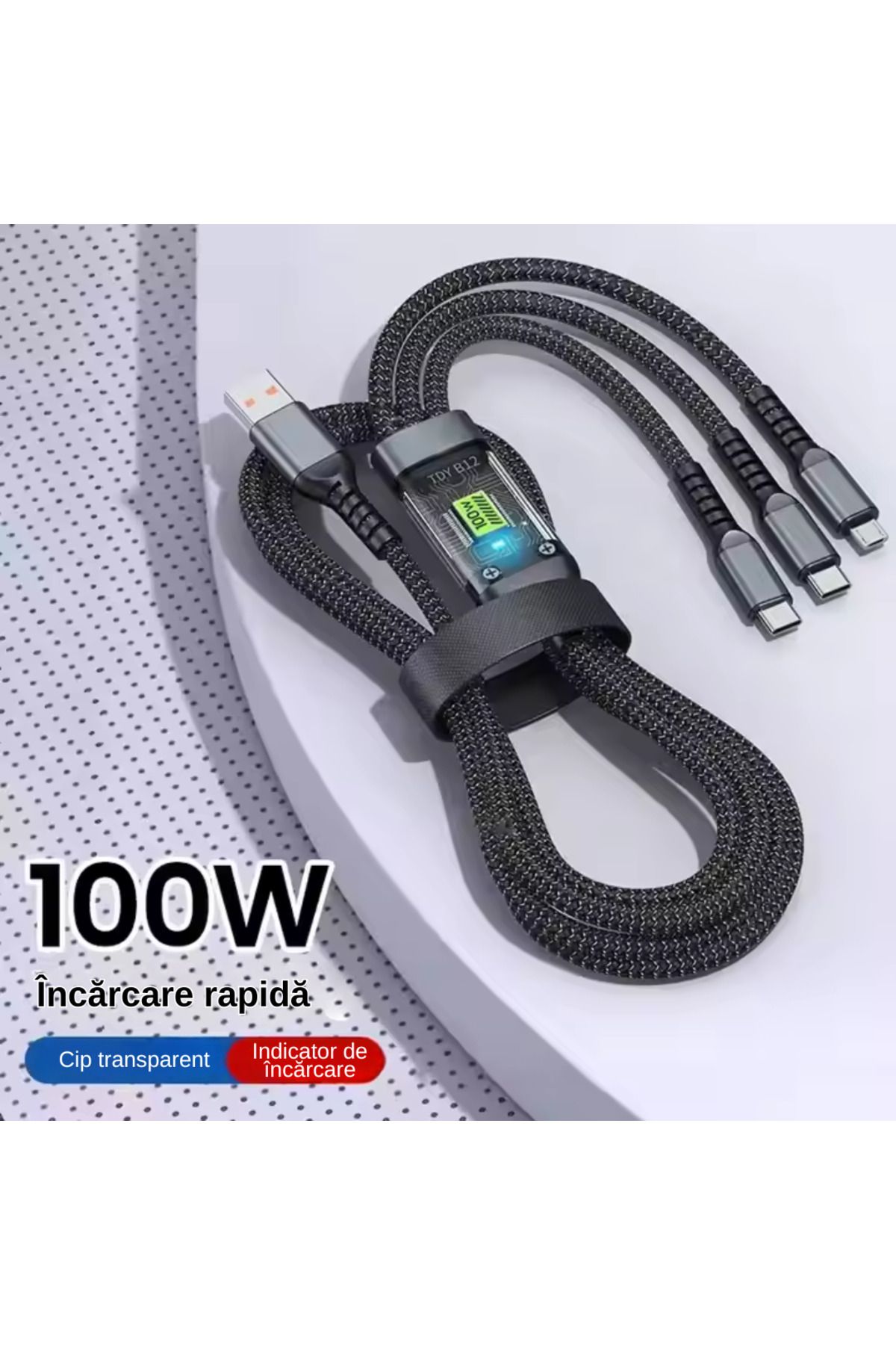 LUDORA-Cablu Super Fast Charging 100W, 6A USB, Type-C, Lighting iPhone, Macro-USB, 1.2 m 3