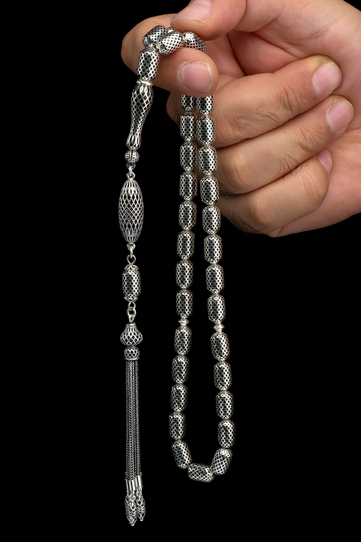 OTTOTESBİH Sertifikalı Gümüş Tespih 7x11.5mm 52Gr Kapsül Kesim