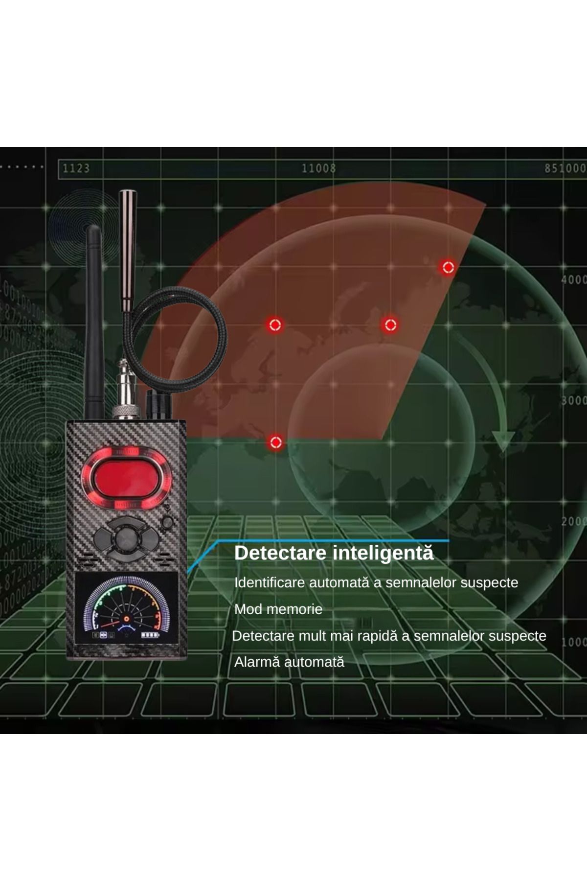 LUDORA-Spy Device Detector, Artificial Intelligence Chip, 10m Detection Range, Detects Cameras, GPS 10
