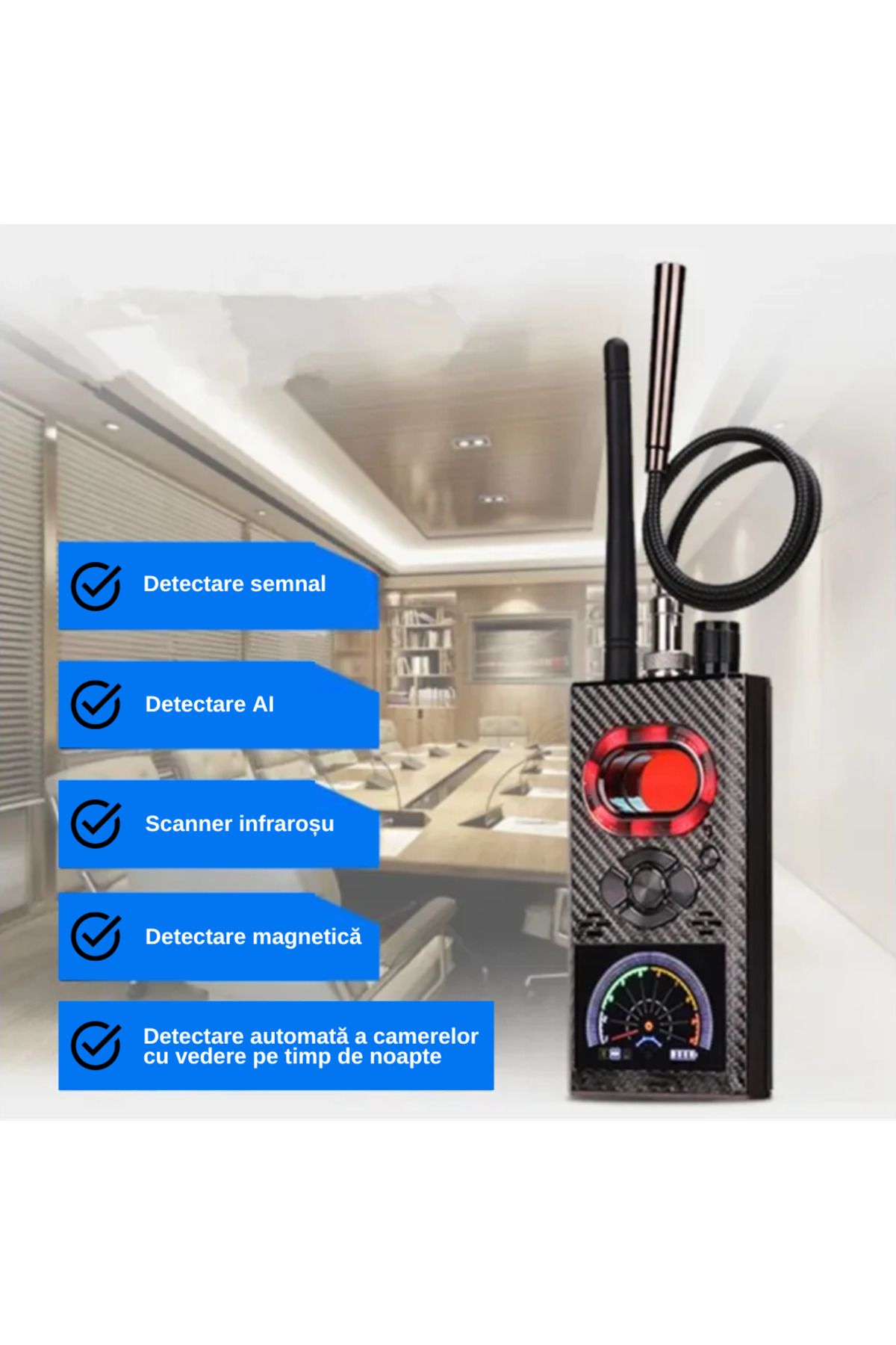 LUDORA-Spy Device Detector, Artificial Intelligence Chip, 10m Detection Range, Detects Cameras, GPS 3