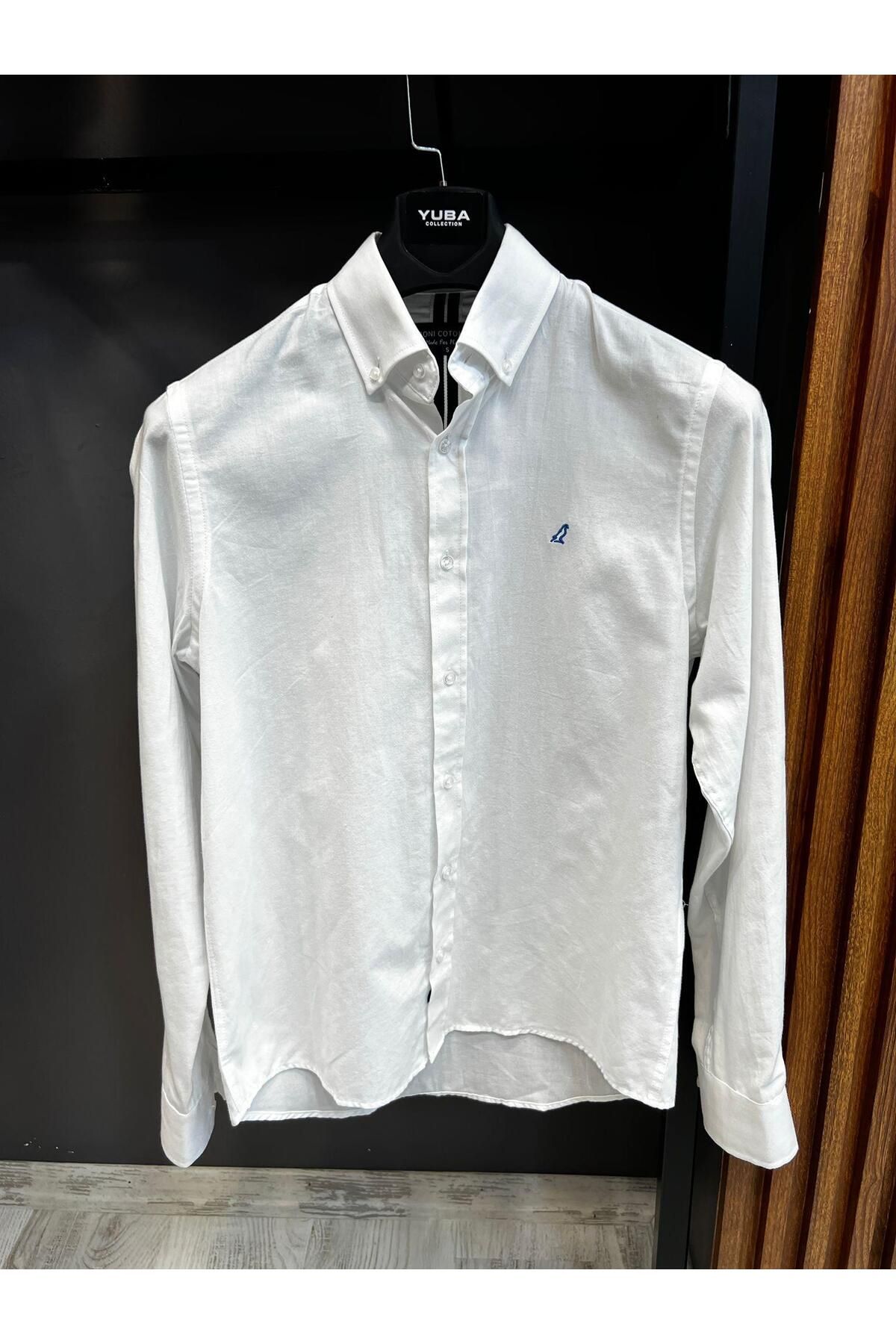 Yubacollection %100 Pamuk Gömlek Beyaz