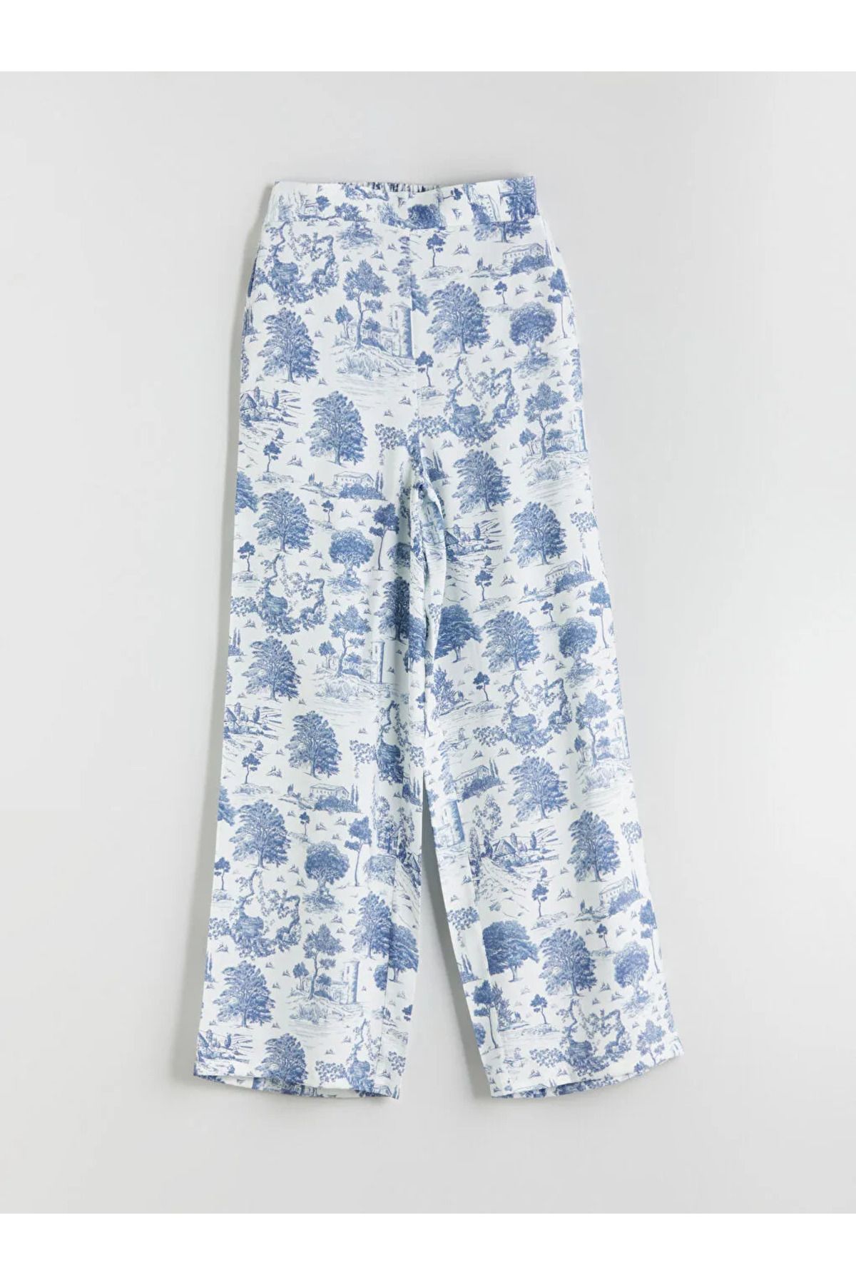 LC Waikiki LCW Modest Mavi Beli Lastikli Desenli Modal Karışımlı Kadın Pantolon