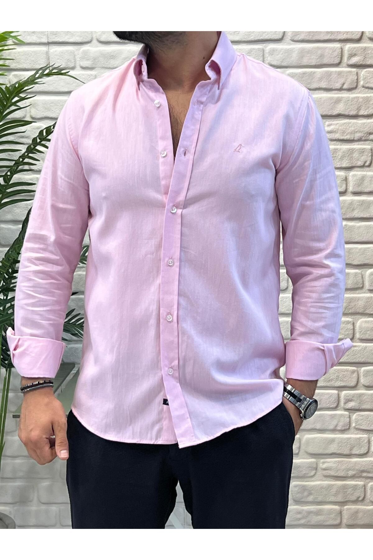 Yubacollection %100 Pamuk Gömlek Pembe