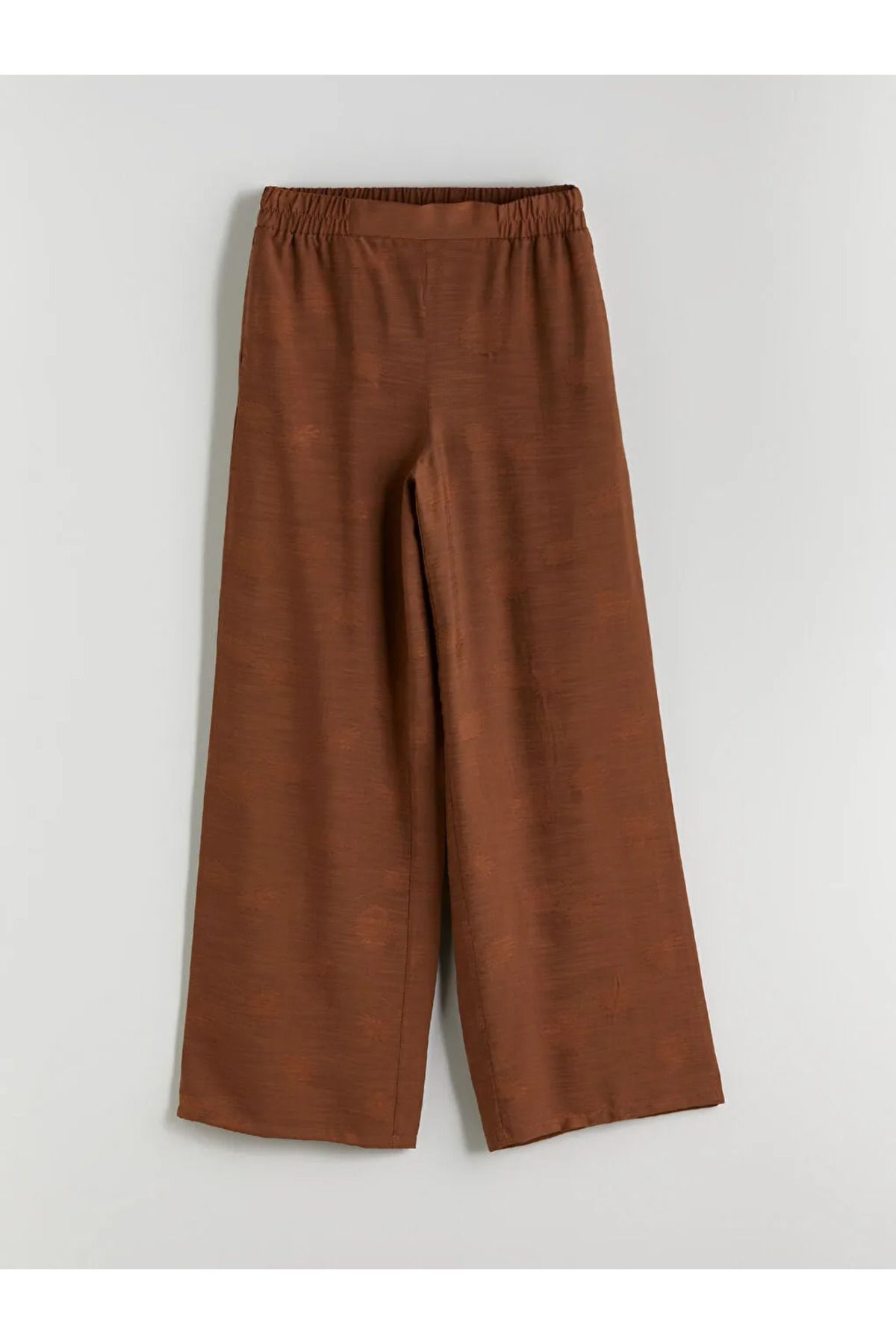 LC Waikiki LCWAIKIKI Classic Kahverengi Beli Lastikli Desenli Kadın Pantolon