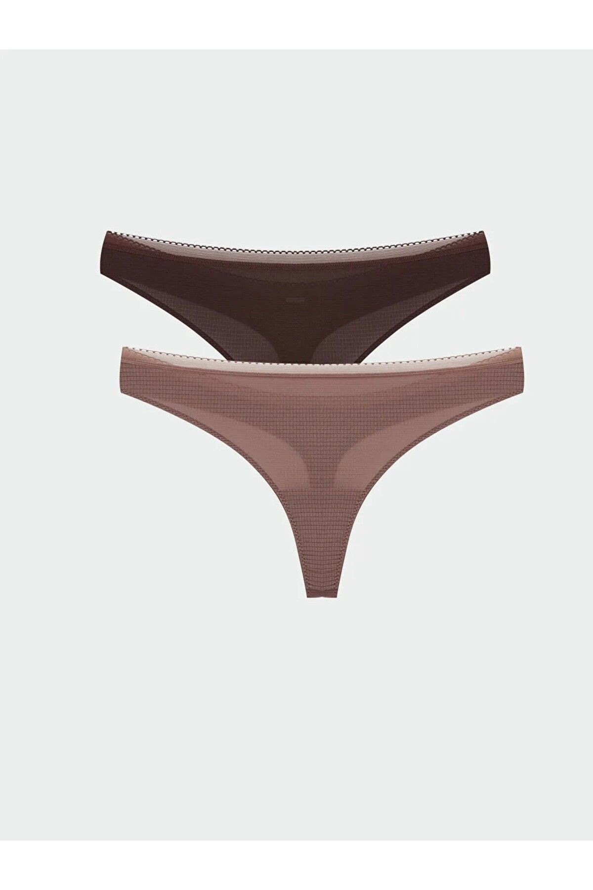 Pamuk Şeker Lingerie Pamuk Şeker Kahverengi Düz Tanga Külot 2'li Paket
