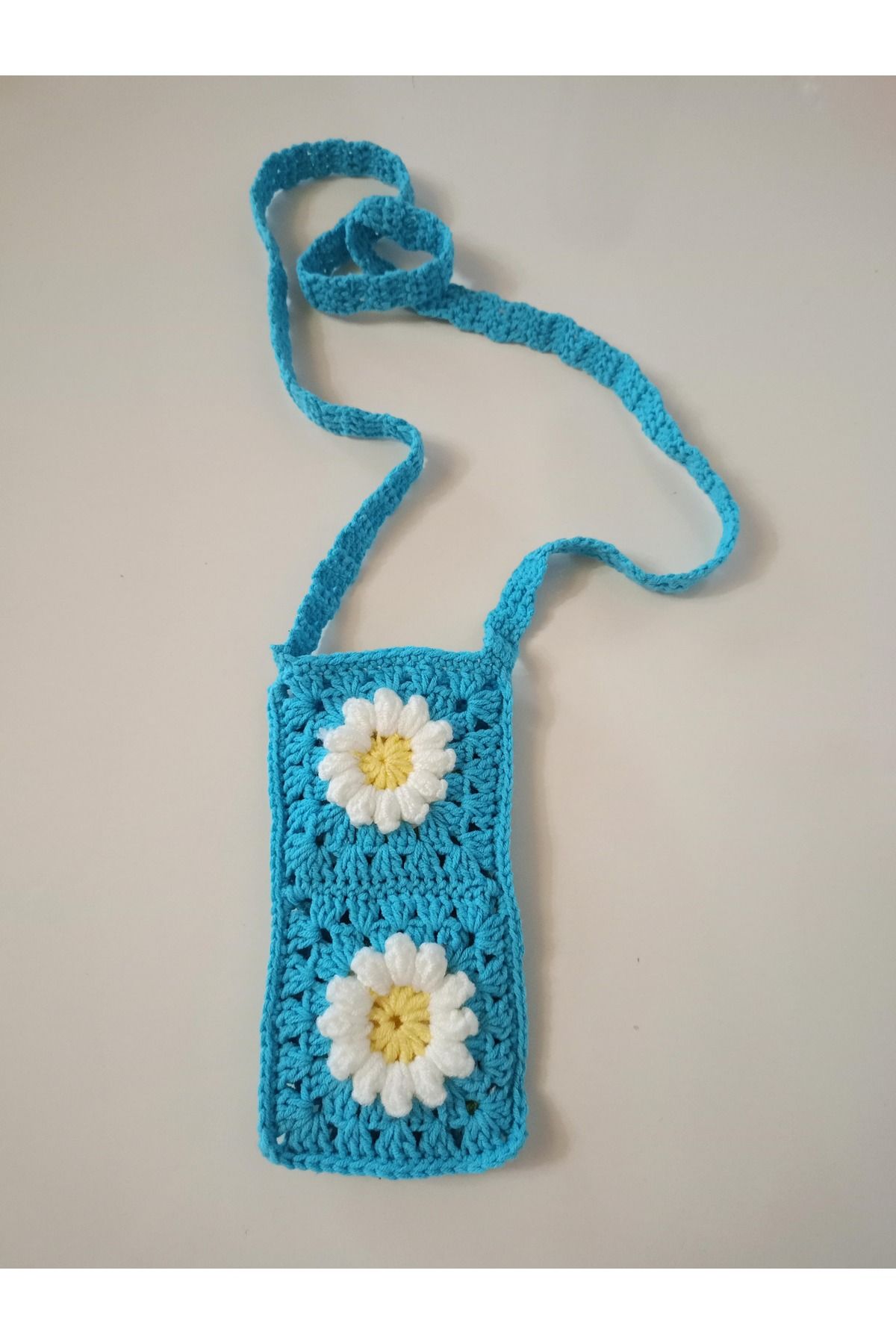 KVSHOME Papatya Desenli El Örgüsü Telefon Çantası