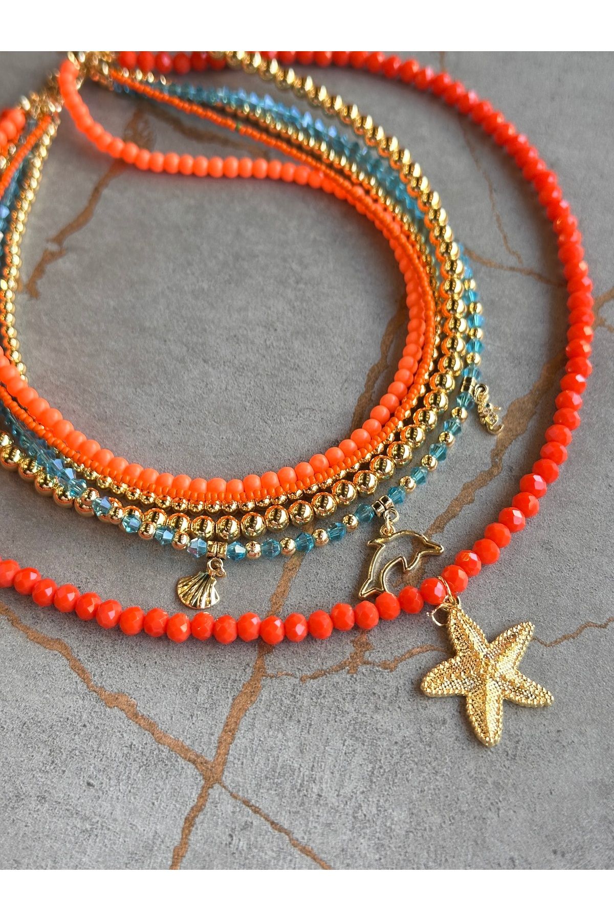 The Simu Doğaltaş Çoklu Yıldız Charm Kolye – Vintage Bohem Kadın Kolye