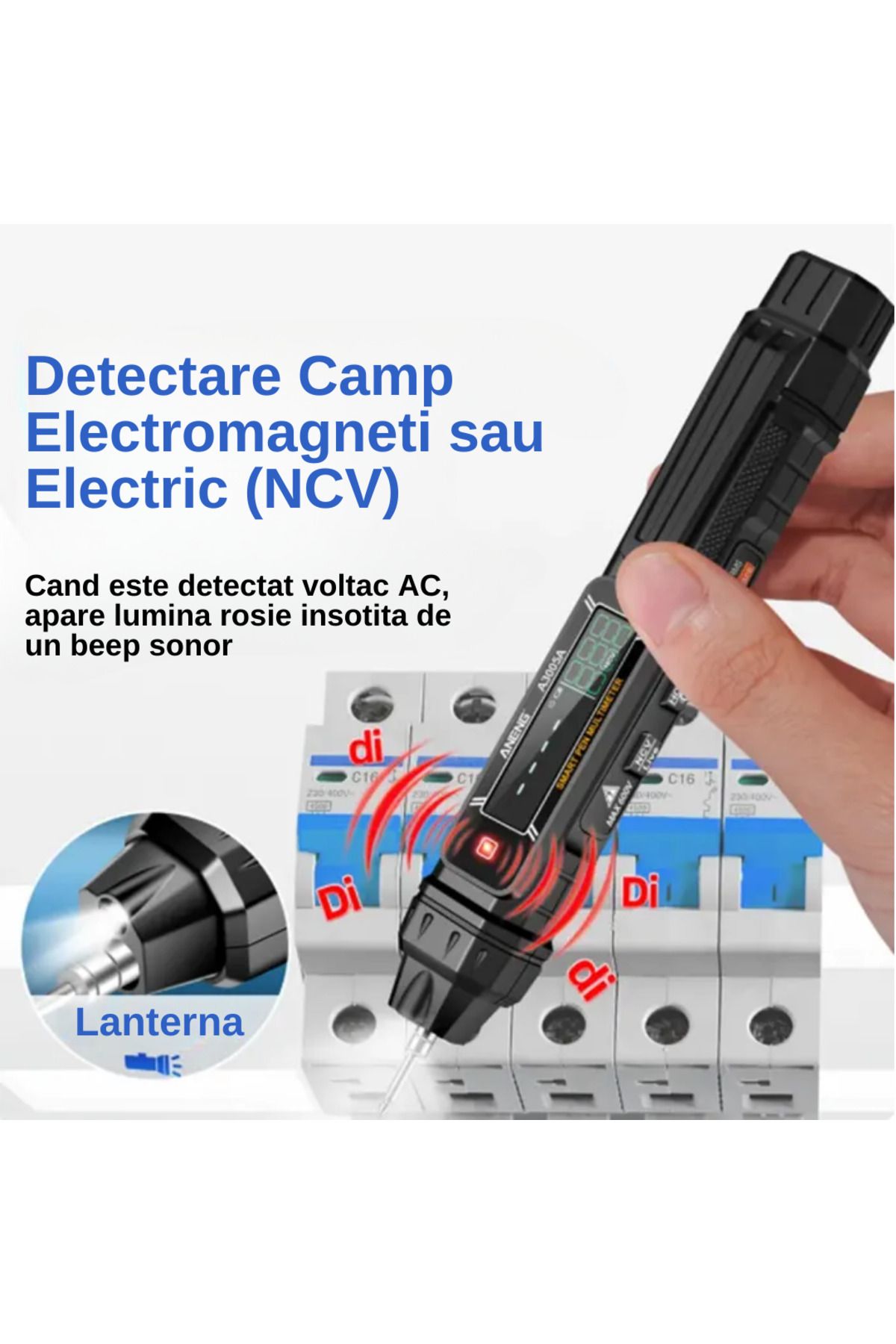 LUDORA-Digital Multimeter, Digital Display, NCV Detection, 0.8-600V, Built-in Flashlight, Multiple Functions 4