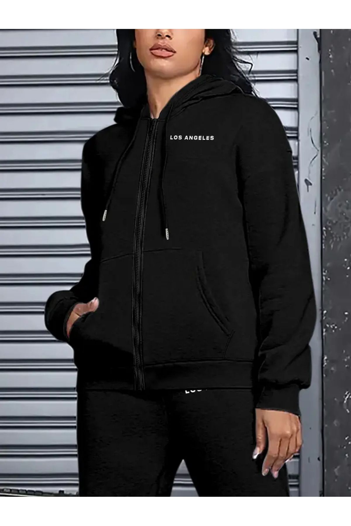 HOFFNUNG Full-Zip FULL HOODIE Kadın Kapüşonlu Oversize Lastik Paça Eşofman Takımı