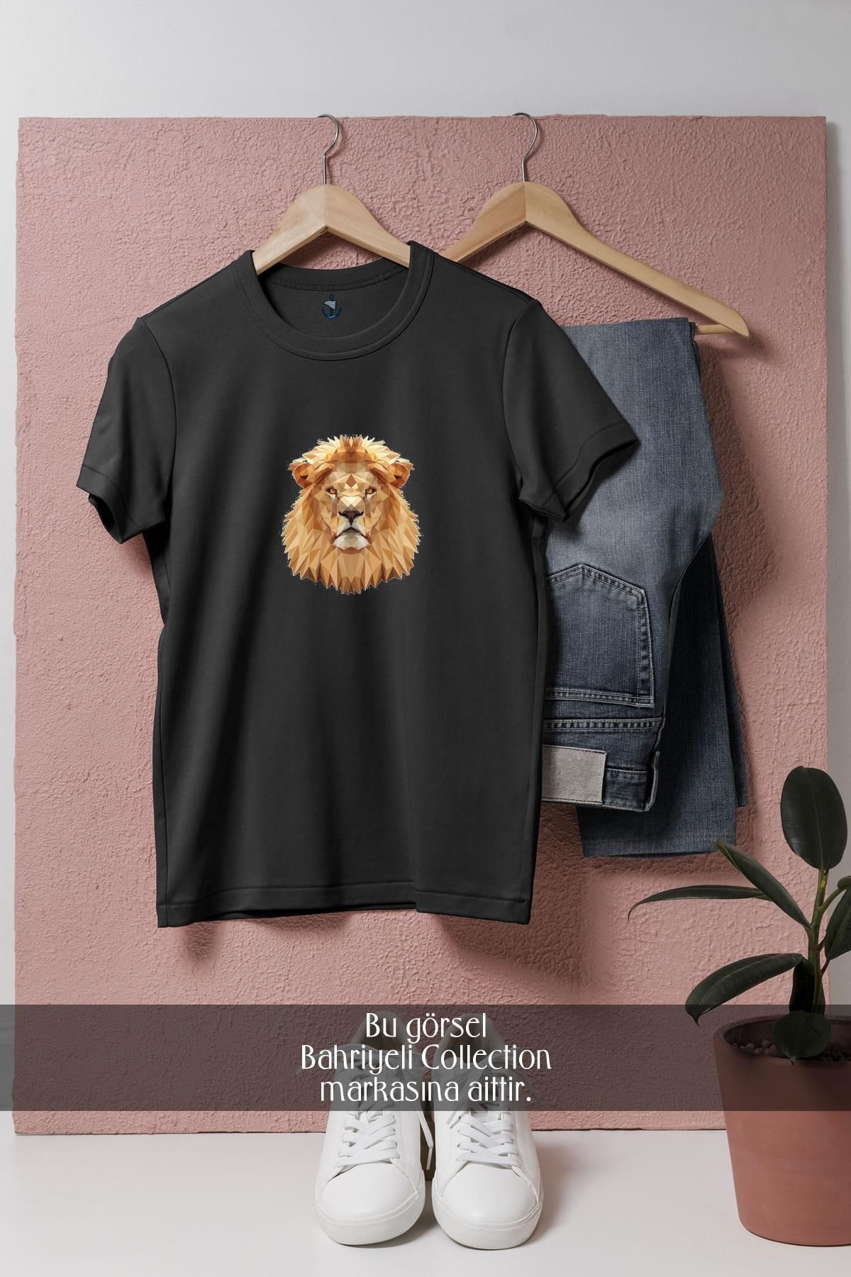 Bahriyeli Collection Oversize Aslan Vektörel Tasarımlı Unisex T-Shirt