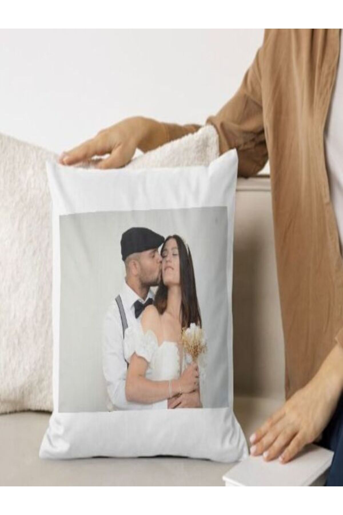 BERFA STORE Saten,fotoğraf baskılı kare yastık